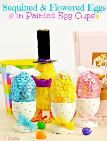 Sequined & Flowered Easter Eggs