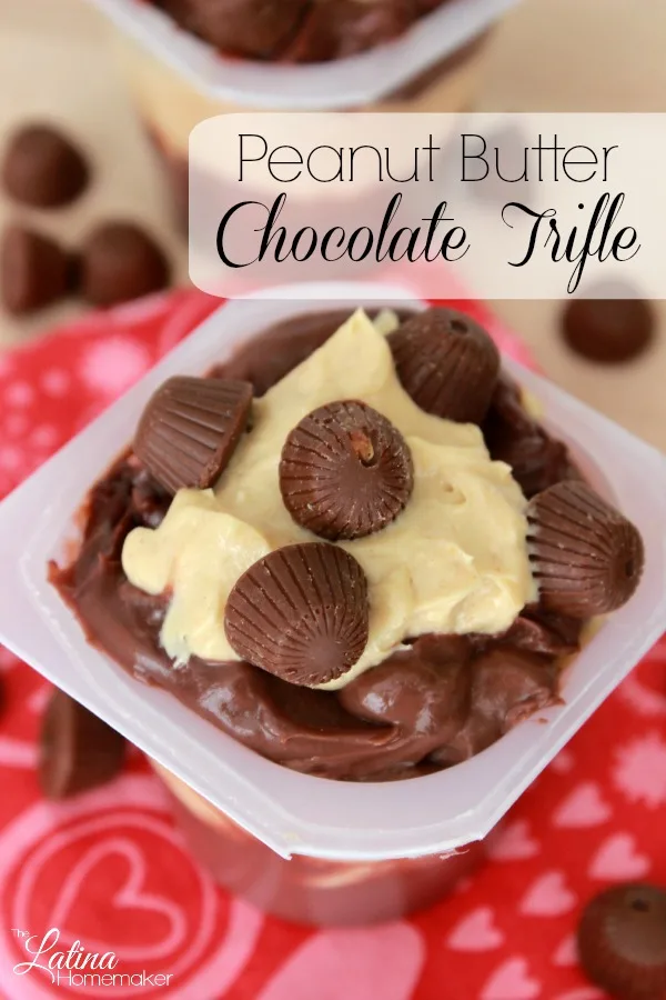 Peanut Butter Chocolate Trifle Pudding Cups-An easy trifle recipe that combines chocolate pudding and peanut butter cream cheese for a delicious treat. 