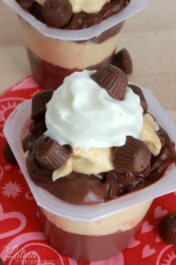 Peanut Butter Chocolate Trifle Pudding Cups-An easy trifle recipe that combines chocolate pudding and peanut butter cream cheese for a delicious treat. 