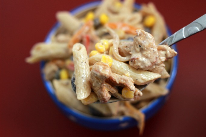 Chicken Fajita Pasta Salad. Delicious and easy to make, this pasta salad combines all of the ingredients of a chicken fajita. This is a great side dish addition to any family meal!