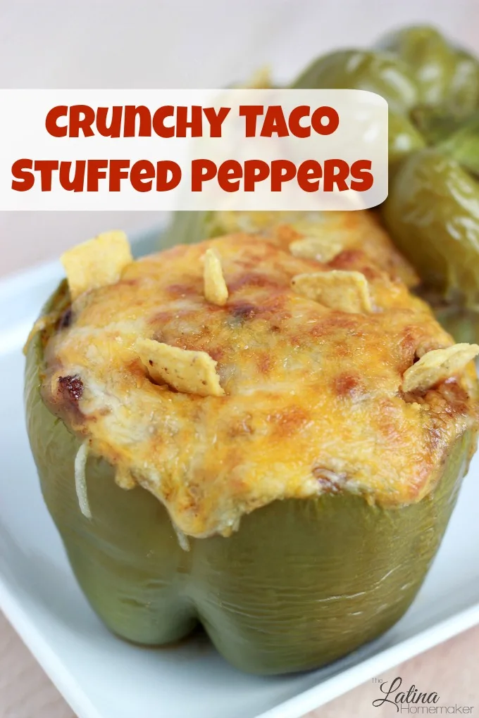 Crunchy Taco Stuffed Peppers-These Crunchy Taco Stuffed Peppers are a delicious and easy dinner solution when you're tight on time!