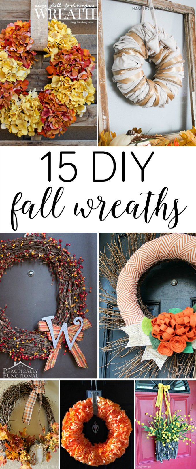 15 DIY Fall Wreaths. A round-up of 15 DIY fall wreath ideas that will inspire you to welcome the fall season.