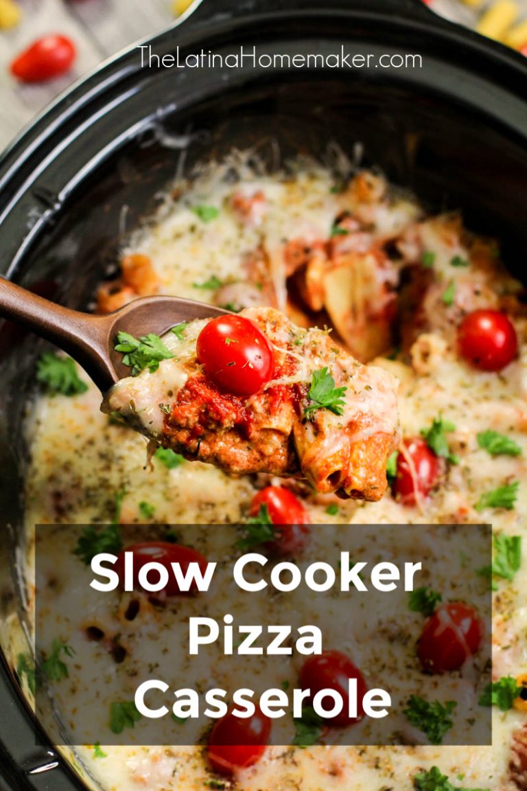 Slow Cooker Pizza Casserole The Latina Homemaker